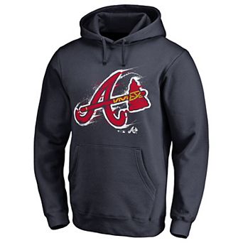 Men's Fanatics Branded Navy Atlanta Braves Splatter Logo Pullover Hoodie