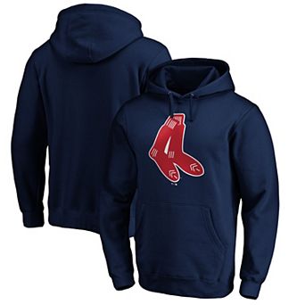Men's Navy Boston Red Sox Cooperstown Collection Huntington Logo Fitted Pullover Hoodie