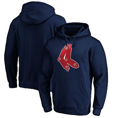 Men's Navy Boston Red Sox Cooperstown Collection Huntington Logo Fitted Pullover Hoodie