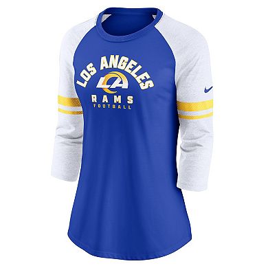 Women's Nike Royal Los Angeles Rams Fashion 3/4-Sleeve Raglan T-Shirt