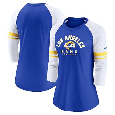 Women's Nike Royal Los Angeles Rams Fashion 3/4-Sleeve Raglan T-Shirt
