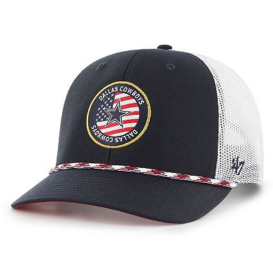Men's '47 Navy/White Dallas Cowboys Union Patch Trucker Adjustable Hat