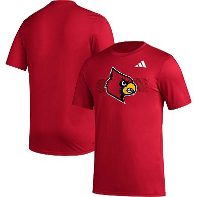 Men's adidas Red Louisville Cardinals Pregame AEROREADY T-Shirt