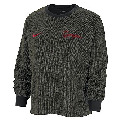 Women's Nike  Black Georgia Bulldogs Yoga Script Pullover Sweatshirt