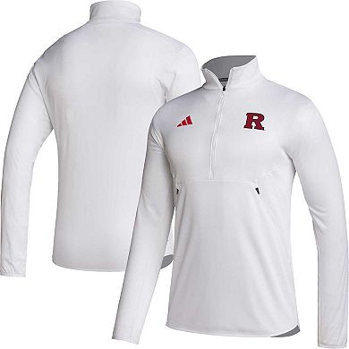 Men's adidas White Rutgers Scarlet Knights 2023 Sideline AEROREADY Half-Zip Top