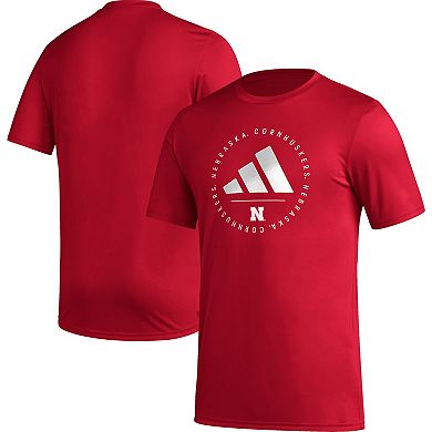 Men's adidas Scarlet Nebraska Huskers Stripe Up Pregame T-Shirt