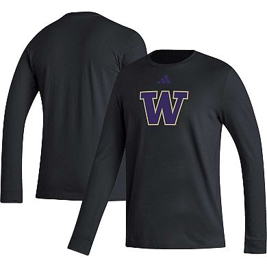 Men's adidas Black Washington Huskies Locker Logo Fresh Long Sleeve T-Shirt