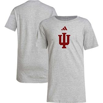 Youth adidas Gray Indiana Hoosiers 2023 Sideline Locker Room Logo Fresh T-Shirt