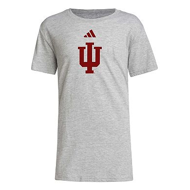 Youth adidas Gray Indiana Hoosiers 2023 Sideline Locker Room Logo Fresh T-Shirt