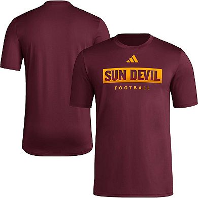 Men's adidas Maroon Arizona State Sun Devils Football Practice AEROREADY Pregame T-Shirt
