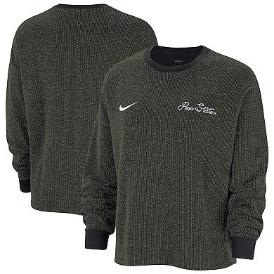 Women's Nike  Black Penn State Nittany Lions Yoga Script Pullover Sweatshirt