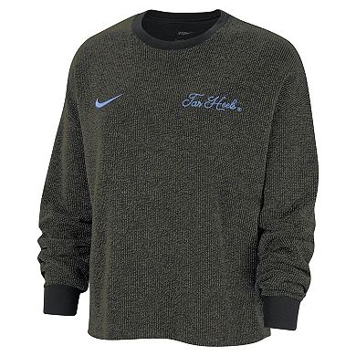 Women's Nike  Black North Carolina Tar Heels Yoga Script Pullover Sweatshirt