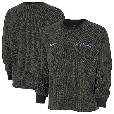 Women's Nike  Black North Carolina Tar Heels Yoga Script Pullover Sweatshirt