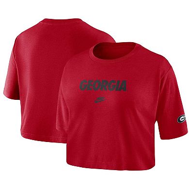 Women's Nike Red Georgia Bulldogs Wordmark Cropped T-Shirt