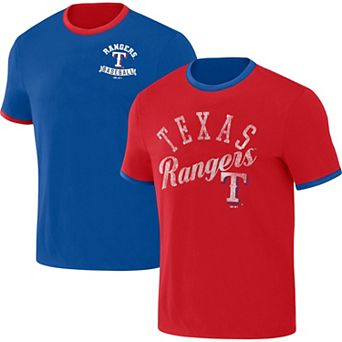 Men's Darius Rucker Collection by Fanatics Royal/Red Texas Rangers Two-Way Ringer Reversible T-Shirt