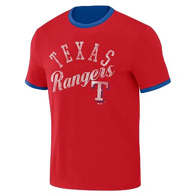 Men's Darius Rucker Collection by Fanatics Royal/Red Texas Rangers Two-Way Ringer Reversible T-Shirt