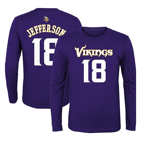 Outerstuff Youth Justin Jefferson Purple Minnesota Vikings Mainliner Player Name & Number Long Sleeve T-Shirt Size: Extra Large