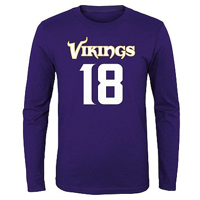 Youth Justin Jefferson Purple Minnesota Vikings Mainliner Player Name & Number Long Sleeve T-Shirt