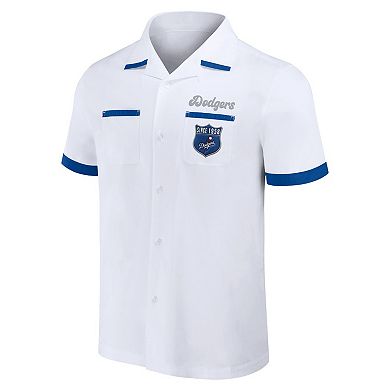 Men's Darius Rucker Collection by Fanatics White Los Angeles Dodgers Bowling Button-Up Shirt