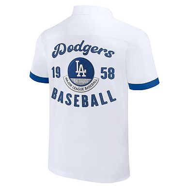 Men's Darius Rucker Collection by Fanatics White Los Angeles Dodgers Bowling Button-Up Shirt