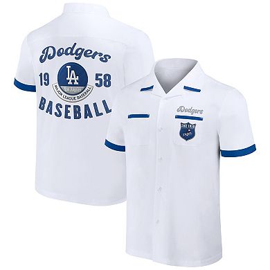 Men's Darius Rucker Collection by Fanatics White Los Angeles Dodgers Bowling Button-Up Shirt