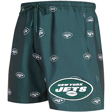 Men's Pro Standard Green New York Jets Allover Print Mini Logo Shorts