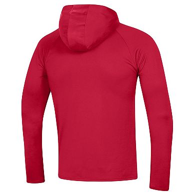 Men's Under Armour Red Maryland Terrapins 2023 Sideline Tech Hooded Raglan Long Sleeve T-Shirt