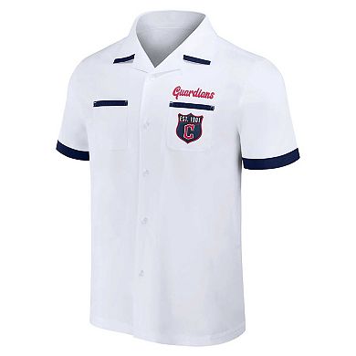 Men's Darius Rucker Collection by Fanatics White Cleveland Guardians Bowling Button-Up Shirt