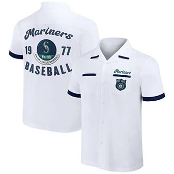 Men's Darius Rucker Collection by Fanatics White Seattle Mariners Bowling Button-Up Shirt
