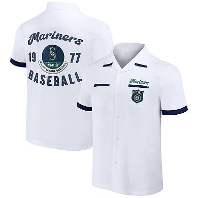 Men's Darius Rucker Collection by Fanatics White Seattle Mariners Bowling Button-Up Shirt
