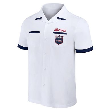Men's Darius Rucker Collection by Fanatics White Atlanta Braves Bowling Button-Up Shirt