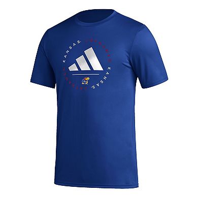 Men's adidas Royal Kansas Jayhawks Stripe Up Pregame T-Shirt
