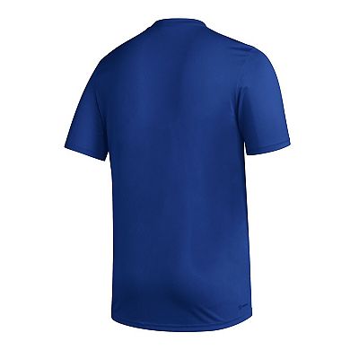 Men's adidas Royal Kansas Jayhawks Stripe Up Pregame T-Shirt