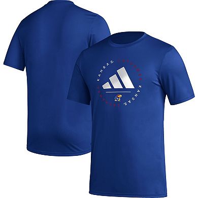 Men's adidas Royal Kansas Jayhawks Stripe Up Pregame T-Shirt