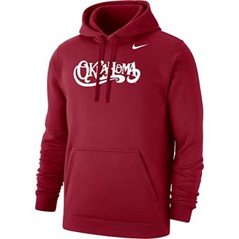 Men's Nike Crimson Oklahoma Sooners Vintage Script Club Fleece Pullover Hoodie