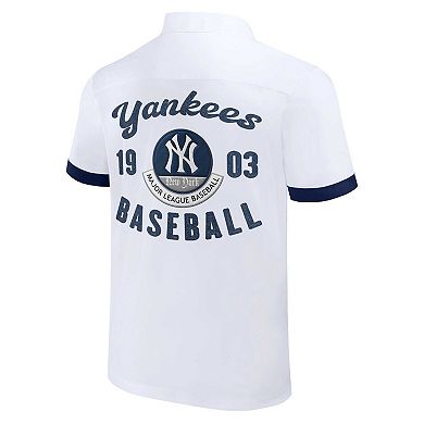 Men's Darius Rucker Collection by Fanatics White New York Yankees Bowling Button-Up Shirt