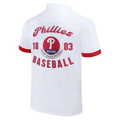 Men's Darius Rucker Collection by Fanatics White Philadelphia Phillies Bowling Button-Up Shirt