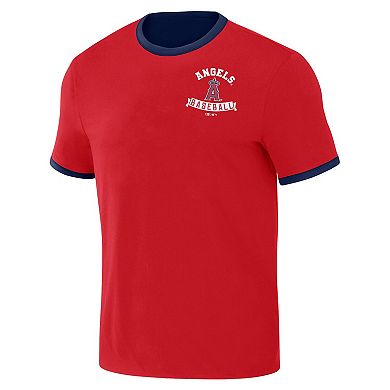 Men's Darius Rucker Collection by Fanatics Red/Navy Los Angeles Angels Two-Way Ringer Reversible T-Shirt