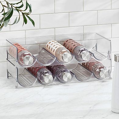mDesign Water Bottle / Wine Rack Storage Organizer, 20 Bottles, 4 Pack - Clear