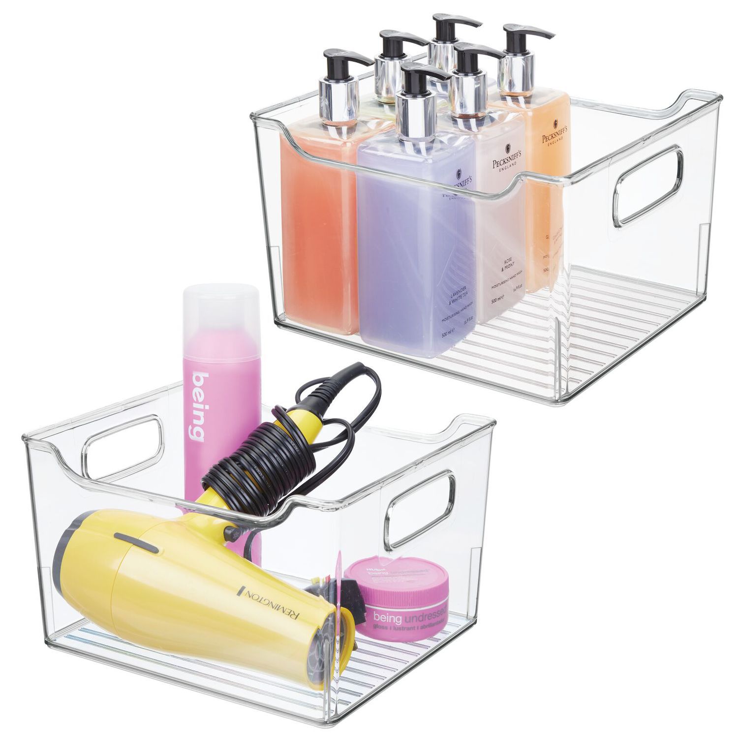 BINO 'The Glamour Caddy' 9 Compartment Acrylic Makeup and Jewelry Organizer  with Carrying Handle, Clear and Transparent Cosmetic Beauty Vanity Holder