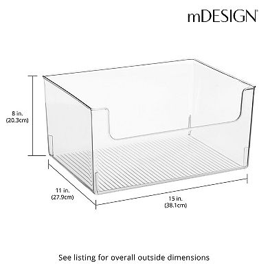 mDesign Bathroom Plastic Storage Organizer Bin with Open Front - 2 Pack - Clear
