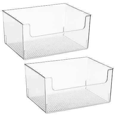 mDesign Bathroom Plastic Storage Organizer Bin with Open Front - 2 Pack - Clear
