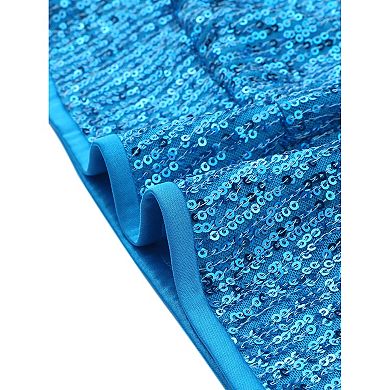 One Shoulder Sequin Tops for Women's Long Sleeve Holiday Party Sparkly Top
