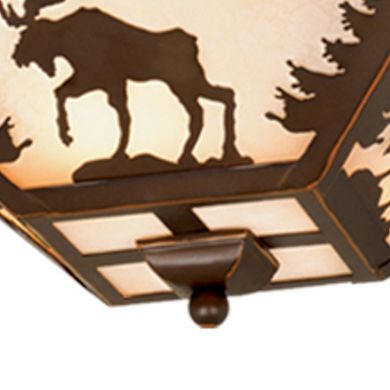 Rustic 14-in W Bronze Flush Mount Ceiling Light Fixture