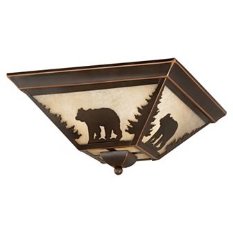 Rustic 14 in W Bronze Flush Mount Ceiling Light Fixture