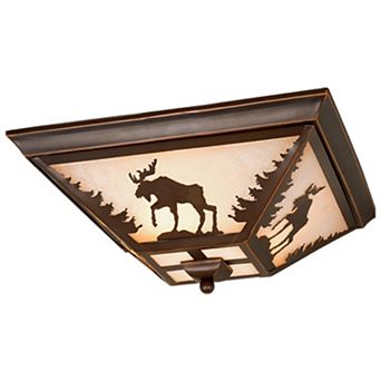 Rustic 14 in W Bronze Flush Mount Ceiling Light Fixture