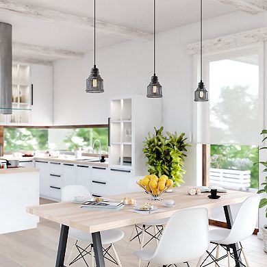 Millie Matte Black Mini Pendant Ceiling Light Smoke Gray Bell Glass