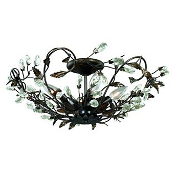 Jardin 19 in W Crystal Vintage Vine Semi Flush Mount Ceiling Light Fixture