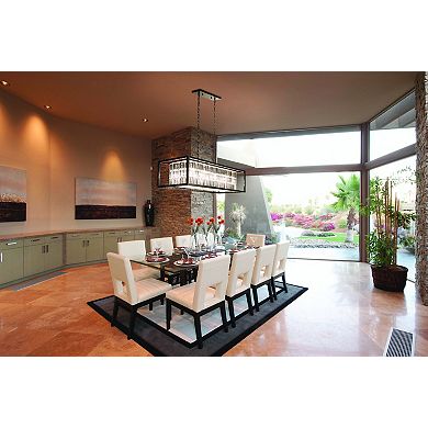 Catana 8L Crystal and Bronze Linear Chandelier Island Pendant Light Fixture
