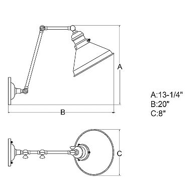 Alexis Adjustable Swing Arm Wall Lamp Reading Light with Metal Shade